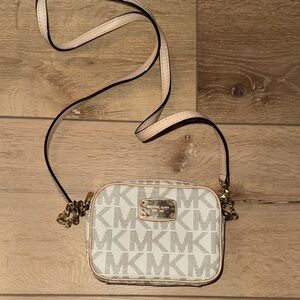 Michael Kors Beige and Gold Crossbody Bag
